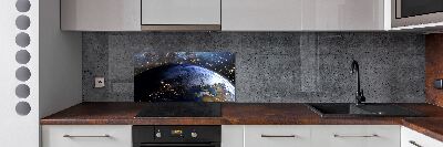 Spatscherm keuken Planeet Aarde
