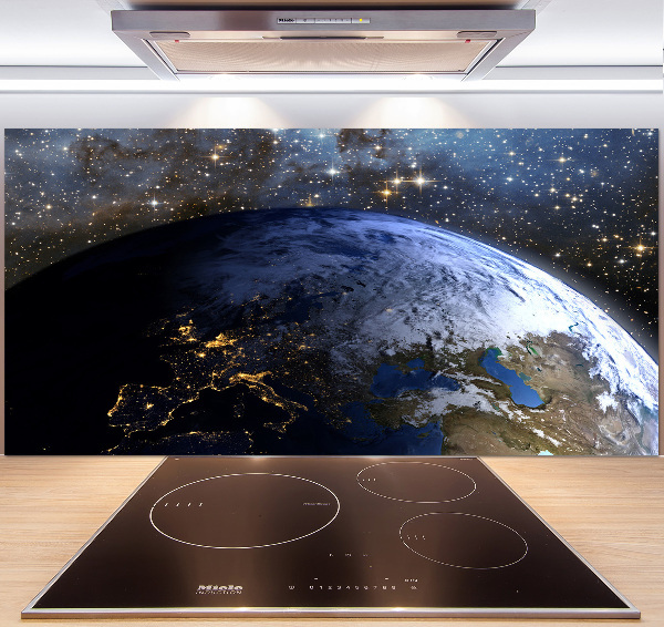 Spatscherm keuken Planeet Aarde