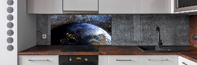 Spatscherm keuken Planeet Aarde