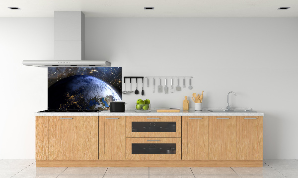 Spatscherm keuken Planeet Aarde