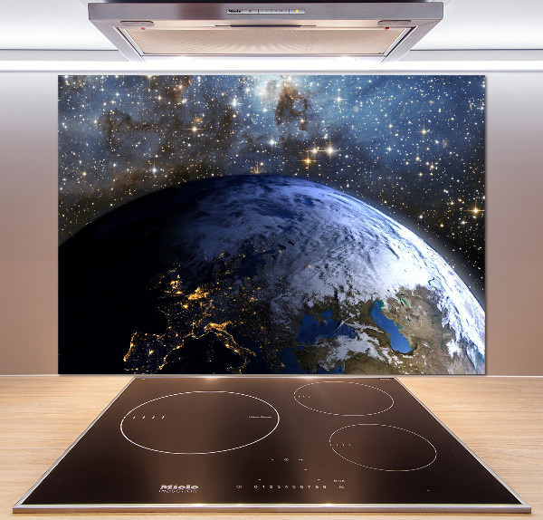 Spatscherm keuken Planeet Aarde