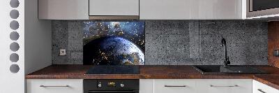 Spatscherm keuken Planeet Aarde
