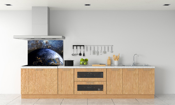 Spatscherm keuken Planeet Aarde