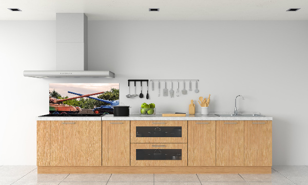 Glazen achterwand keuken Twee tanks