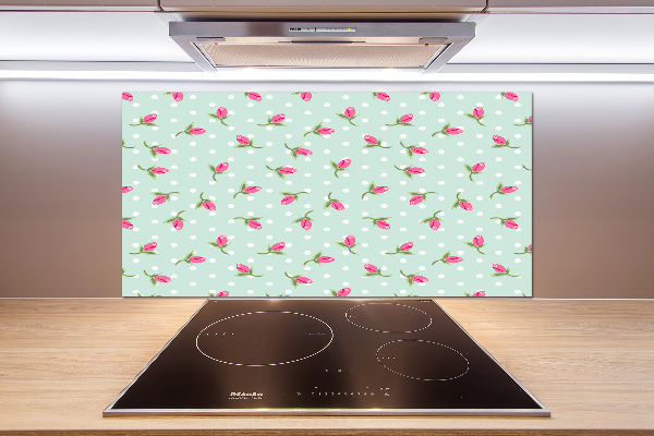 Achterwand keuken Rozenpatroon