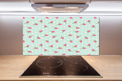 Achterwand keuken Rozenpatroon