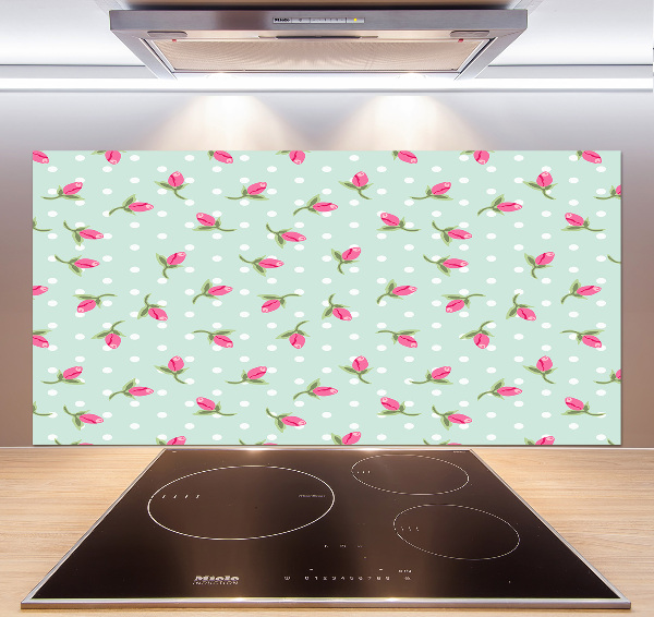 Achterwand keuken Rozenpatroon