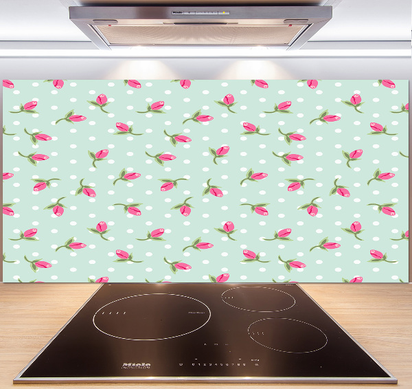 Achterwand keuken Rozenpatroon