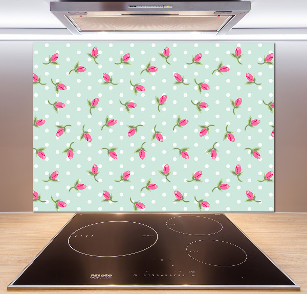 Achterwand keuken Rozenpatroon