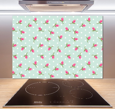 Achterwand keuken Rozenpatroon