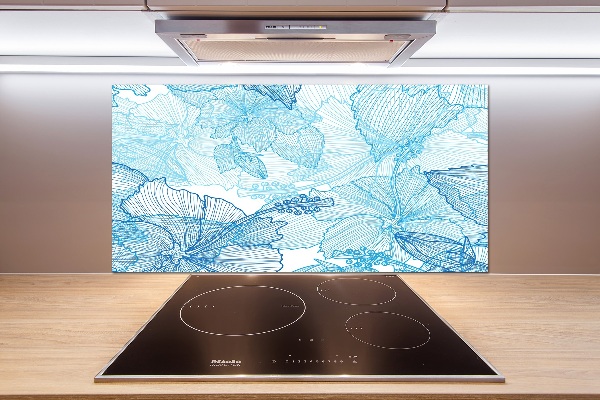 Spatscherm keuken Hawaiiaanse bloemen