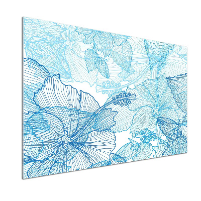 Spatscherm keuken Hawaiiaanse bloemen