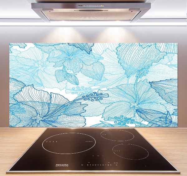 Spatscherm keuken Hawaiiaanse bloemen