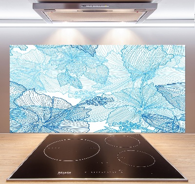 Spatscherm keuken Hawaiiaanse bloemen