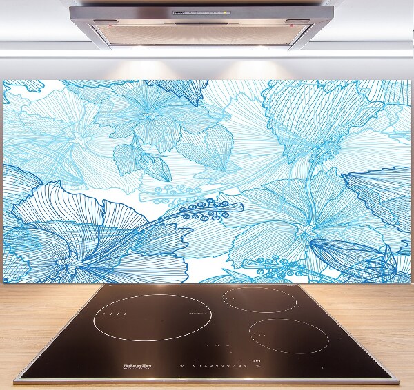Spatscherm keuken Hawaiiaanse bloemen