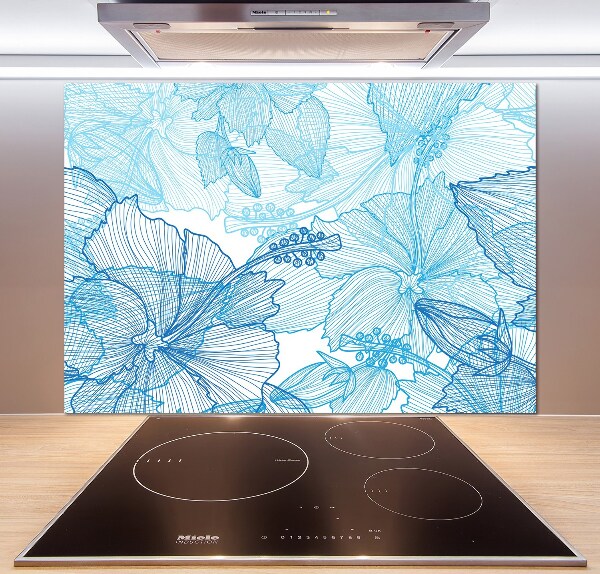 Spatscherm keuken Hawaiiaanse bloemen