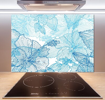 Spatscherm keuken Hawaiiaanse bloemen
