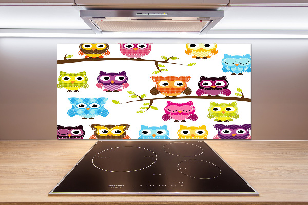 Achterwand keuken Kleurrijke uilen