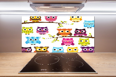 Achterwand keuken Kleurrijke uilen