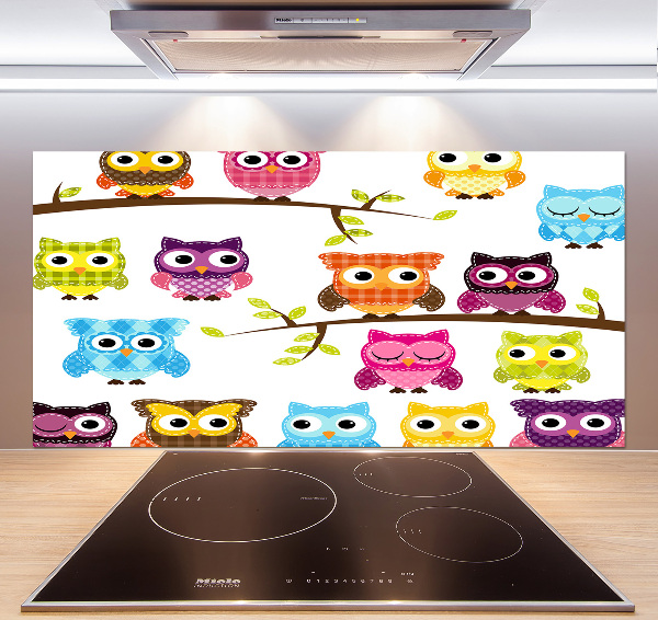 Achterwand keuken Kleurrijke uilen