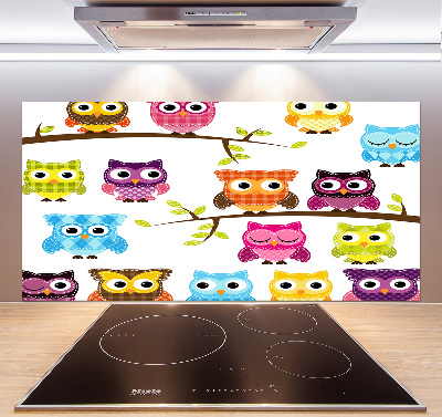 Achterwand keuken Kleurrijke uilen