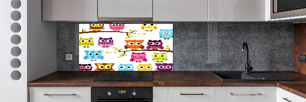 Achterwand keuken Kleurrijke uilen