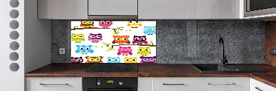 Achterwand keuken Kleurrijke uilen