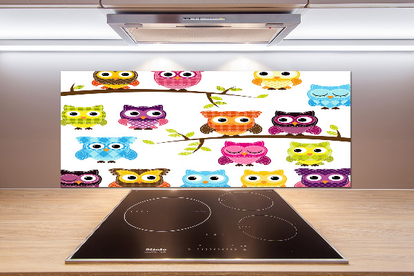 Achterwand keuken Kleurrijke uilen