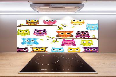 Achterwand keuken Kleurrijke uilen