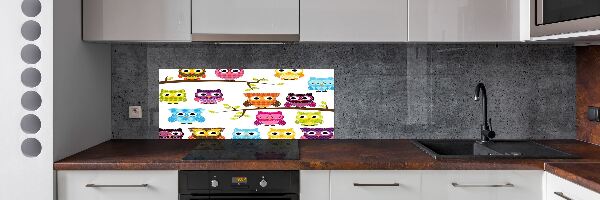 Achterwand keuken Kleurrijke uilen