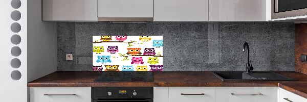 Achterwand keuken Kleurrijke uilen