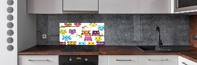 Achterwand keuken Kleurrijke uilen