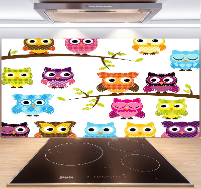 Achterwand keuken Kleurrijke uilen