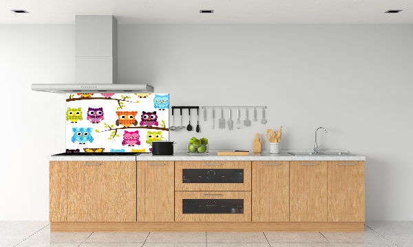 Achterwand keuken Kleurrijke uilen