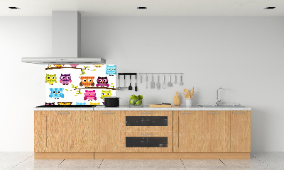 Achterwand keuken Kleurrijke uilen