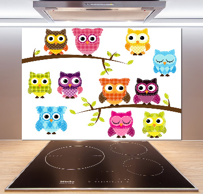 Achterwand keuken Kleurrijke uilen