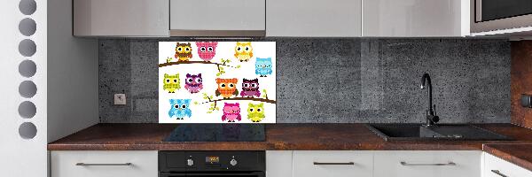 Achterwand keuken Kleurrijke uilen