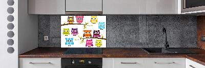 Achterwand keuken Kleurrijke uilen