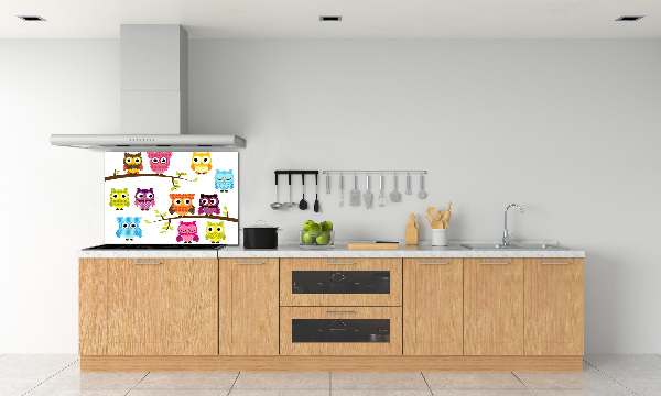 Achterwand keuken Kleurrijke uilen