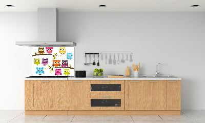 Achterwand keuken Kleurrijke uilen