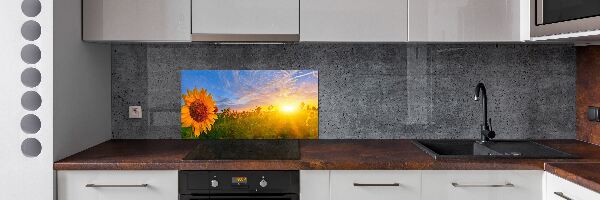 Spatplaat keuken Een veld met zonnebloemen