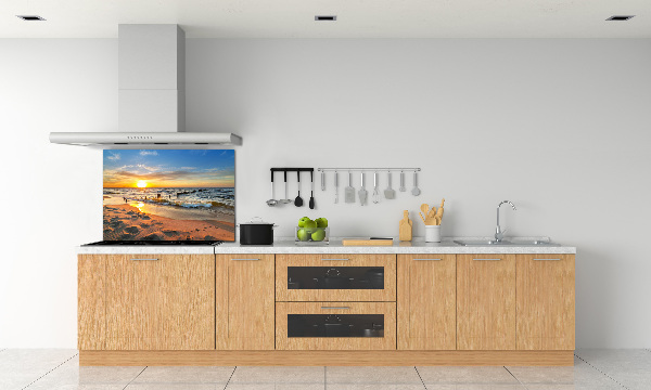 Glazen achterwand keuken Zonsondergangstrand