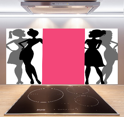 Glazen achterwand keuken Silhouetten van vrouwen