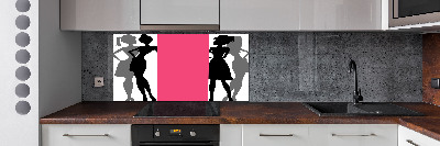 Glazen achterwand keuken Silhouetten van vrouwen