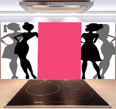 Glazen achterwand keuken Silhouetten van vrouwen