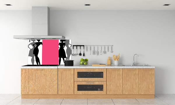 Glazen achterwand keuken Silhouetten van vrouwen