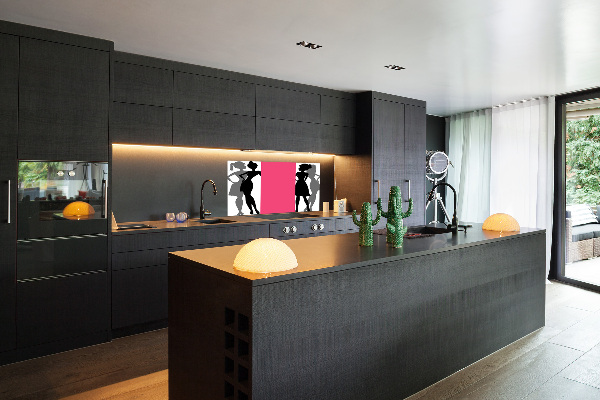 Glazen achterwand keuken Silhouetten van vrouwen