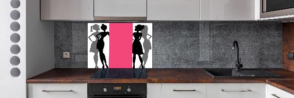 Glazen achterwand keuken Silhouetten van vrouwen