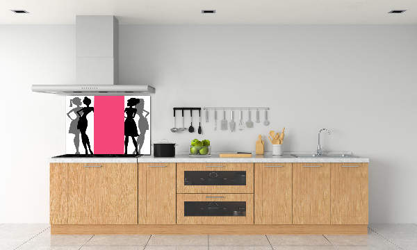 Glazen achterwand keuken Silhouetten van vrouwen