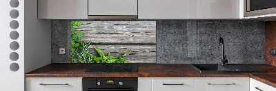 Keuken achterwand Houten kruidenachtergrond